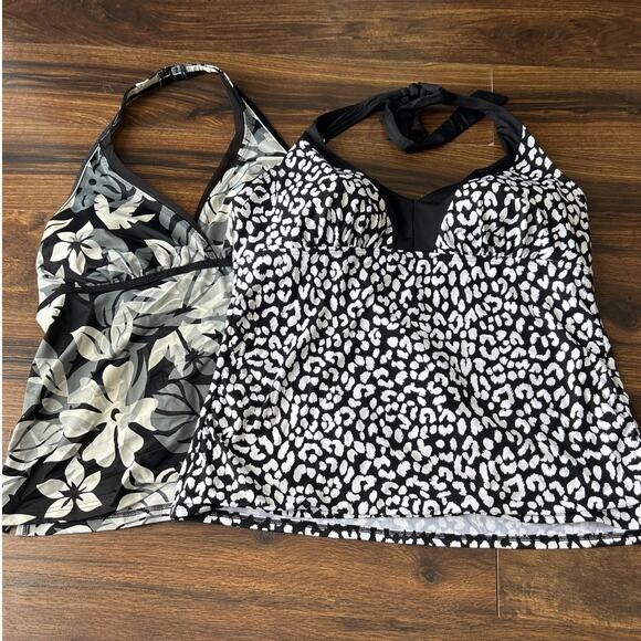 Lands' End Other - Lands End Tankini Top 18 Lot of 2 Black White Floral